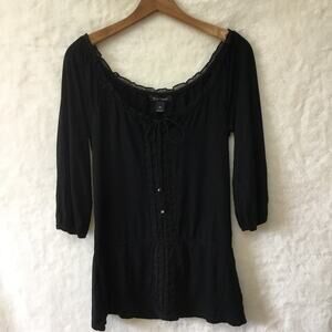 White House Black Market Black Long Sleeve Top